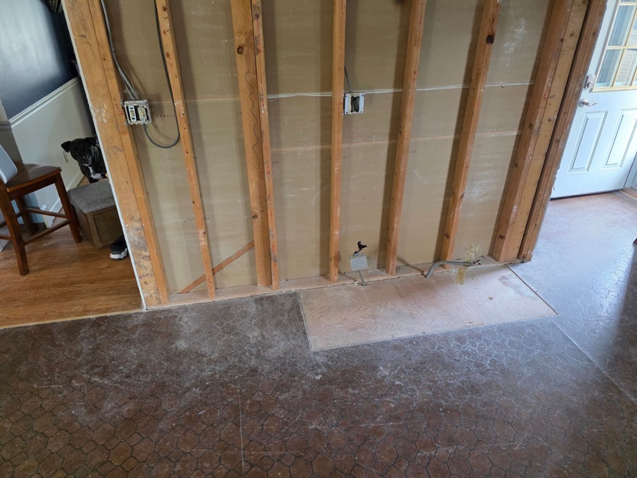 Wall opened up down to the studs